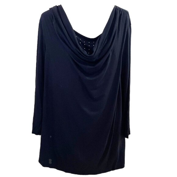JM Collection Sequin Top Tunic Womens 2X Black Cowl Drapey Layered Stretch NWT - Picture 1 of 10